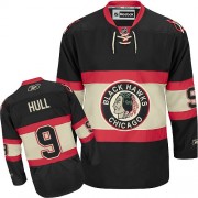 Reebok Chicago Blackhawks 9 Youth Bobby Hull Black Premier New Third NHL Jersey