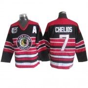 CCM Chicago Blackhawks 7 Men's Chris Chelios Red/Black Authentic 75TH Throwback NHL Jersey