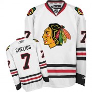 Reebok Chicago Blackhawks 7 Men's Chris Chelios White Authentic Away NHL Jersey