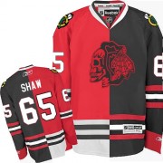 Reebok Chicago Blackhawks 65 Men's Andrew Shaw Red/Black Authentic Red Skull Split Fashion NHL Jersey