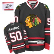 Reebok Chicago Blackhawks 50 Men's Corey Crawford Black Authentic Third Autographed NHL Jersey