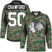 Reebok Chicago Blackhawks 50 Men's Corey Crawford Camo Premier Veterans Day Practice NHL Jersey