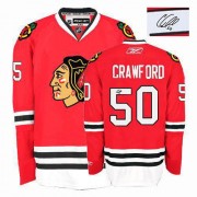 Reebok Chicago Blackhawks 50 Men's Corey Crawford Red Authentic Home Autographed NHL Jersey