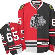 Reebok Chicago Blackhawks 65 Men's Andrew Shaw Red/Black Authentic White Skull Split Fashion NHL Jersey