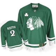 Reebok Chicago Blackhawks 2 Men's Duncan Keith Green Authentic St Patty's Day NHL Jersey