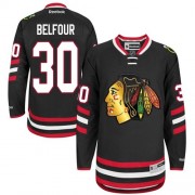 Reebok Chicago Blackhawks 30 Men's ED Belfour Black Authentic 2014 Stadium Series NHL Jersey