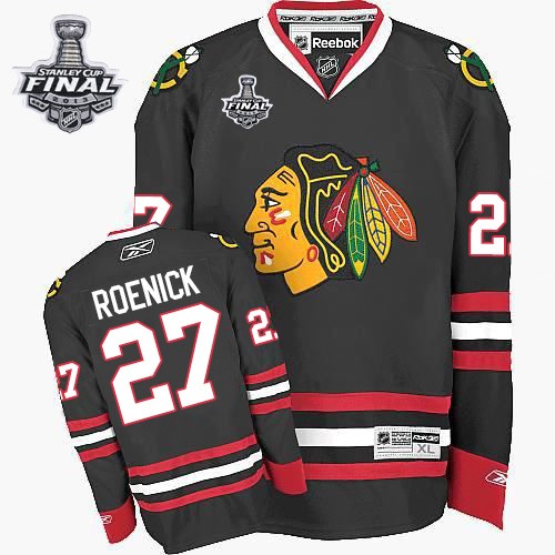 Reebok Chicago Blackhawks 27 Men's Jeremy Roenick Black Premier Third Stanley Cup Finals NHL Jersey