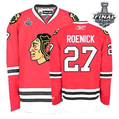 Reebok Chicago Blackhawks 27 Men's Jeremy Roenick Red Authentic Home Stanley Cup Finals NHL Jersey