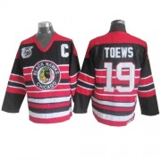 CCM Chicago Blackhawks 19 Men's Jonathan Toews Red/Black Authentic 75TH Throwback NHL Jersey