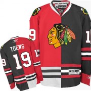 Reebok Chicago Blackhawks 19 Men's Jonathan Toews Red/Black Authentic Split Fashion NHL Jersey