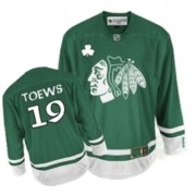 Reebok Chicago Blackhawks 19 Youth Jonathan Toews Green Authentic St Patty's Day NHL Jersey