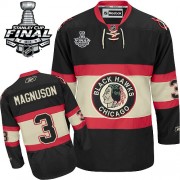 Reebok Chicago Blackhawks 3 Men's Keith Magnuson Black Premier New Third Stanley Cup Finals NHL Jersey