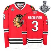 Reebok Chicago Blackhawks 3 Men's Keith Magnuson Red Authentic Home Stanley Cup Finals NHL Jersey