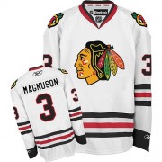 Reebok Chicago Blackhawks 3 Men's Keith Magnuson White Authentic Away NHL Jersey