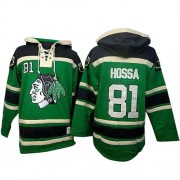 Old Time Hockey Chicago Blackhawks 81 Men's Marian Hossa Green Authentic St. Patrick's Day McNary Lace Hoodie NHL Jersey