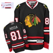 Reebok Chicago Blackhawks 81 Men's Marian Hossa Black Authentic Third Autographed NHL Jersey