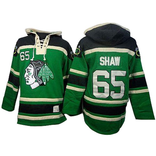 Old Time Hockey Chicago Blackhawks 65 Men's Andrew Shaw Green Premier St. Patrick's Day McNary Lace Hoodie NHL Jersey