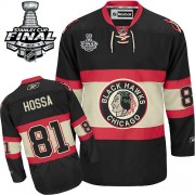 Reebok Chicago Blackhawks 81 Men's Marian Hossa Black Premier New Third Stanley Cup Finals NHL Jersey