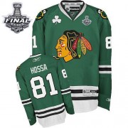 Reebok Chicago Blackhawks 81 Men's Marian Hossa Green Authentic Stanley Cup Finals NHL Jersey