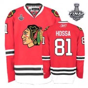 Reebok Chicago Blackhawks 81 Men's Marian Hossa Red Authentic Home Stanley Cup Finals NHL Jersey