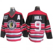 CCM Chicago Blackhawks 9 Men's Bobby Hull Red/Black Authentic 75TH Throwback NHL Jersey