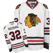 Reebok Chicago Blackhawks 32 Men's Michal Rozsival White Authentic Away NHL Jersey
