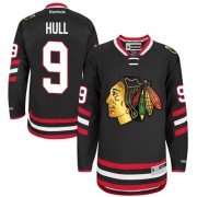 Reebok Chicago Blackhawks 9 Men's Bobby Hull Black Authentic 2014 Stadium Series NHL Jersey