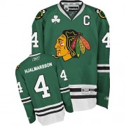 Reebok Chicago Blackhawks 4 Men's Niklas Hjalmarsson Green Authentic NHL Jersey