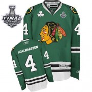 Reebok Chicago Blackhawks 4 Men's Niklas Hjalmarsson Green Authentic Stanley Cup Finals NHL Jersey