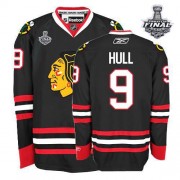 Reebok Chicago Blackhawks 9 Men's Bobby Hull Black Authentic Third Stanley Cup Finals NHL Jersey