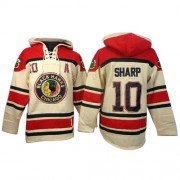 Old Time Hockey Chicago Blackhawks 10 Men's Patrick Sharp White Premier Sawyer Hooded Sweatshirt NHL Jersey
