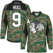 Reebok Chicago Blackhawks 9 Men's Bobby Hull Camo Premier Veterans Day Practice NHL Jersey