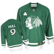 Reebok Chicago Blackhawks 9 Men's Bobby Hull Green Authentic St Patty's Day NHL Jersey