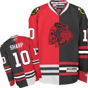 Reebok Chicago Blackhawks 10 Men's Patrick Sharp Red/Black Premier Red Skull Split Fashion NHL Jersey
