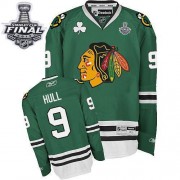 Reebok Chicago Blackhawks 9 Men's Bobby Hull Green Authentic Stanley Cup Finals NHL Jersey