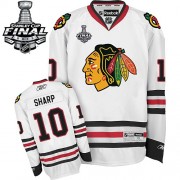 Reebok Chicago Blackhawks 10 Men's Patrick Sharp White Authentic Away Stanley Cup Finals NHL Jersey