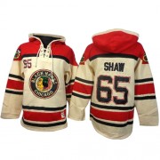 Old Time Hockey Chicago Blackhawks 65 Men's Andrew Shaw White Authentic Sawyer Hooded Sweatshirt NHL Jersey
