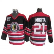 CCM Chicago Blackhawks 21 Men's Stan Mikita Red/Black Authentic 75TH Throwback NHL Jersey