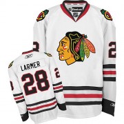 Reebok Chicago Blackhawks 28 Men's Steve Larmer White Authentic Away NHL Jersey