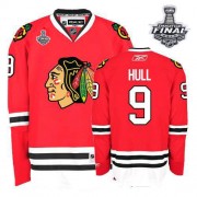 Reebok Chicago Blackhawks 9 Men's Bobby Hull Red Premier Home Stanley Cup Finals NHL Jersey