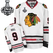 Reebok Chicago Blackhawks 9 Men's Bobby Hull White Authentic Away Stanley Cup Finals NHL Jersey